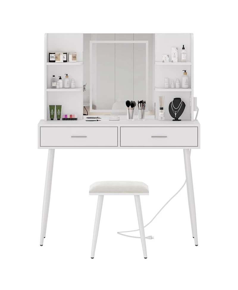 gaomon Makeup Vanity Desk, Vanity Mirror with Lights Desk and Chair
