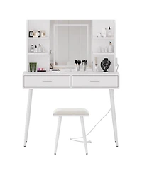 gaomon Makeup Vanity Desk, Vanity Mirror with Lights Desk and Chair