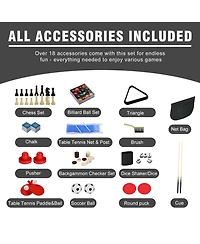 Sugift 4ft 7-in-1 Multi Game Table Set, Combo Game Table w/Hockey, Pool, Foosball & More for Family & Friends