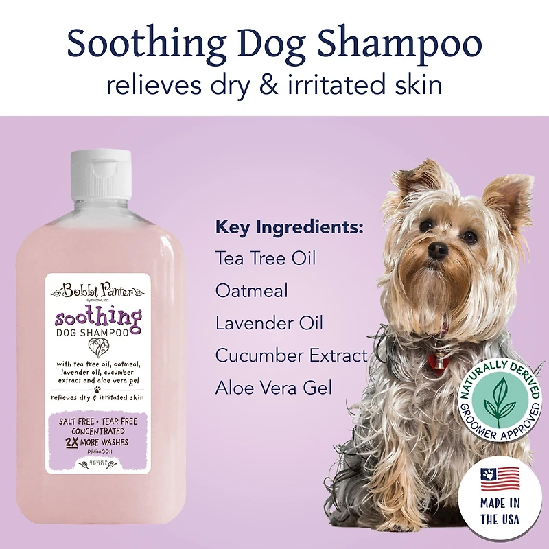 Bobbi Panter (Botanical) Soothing Dog Shampoo Tea Tree Oil, Aloe Vera, Lavender Oil, Cucumber Extract, Oat Protein