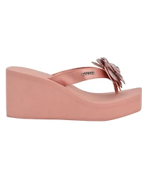 Guess Women's Damani Rhinestone Flower Eva Platform Wedge Sandals