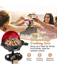 Electric Bbq Grill 1350W Non-stick 4 Temperature Setting Outdoor Garden Camping