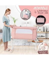 Gouun Portable Baby Bedside Bassinet with 5-level Adjustable Heights and Travel Bag