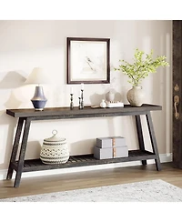 Tribesigns Farmhouse Console Entryway Table: 70.9 Inches Extra Long Console Table for Entryway, 2-Tier Narrow Wood Foyer Sofa Couch Table