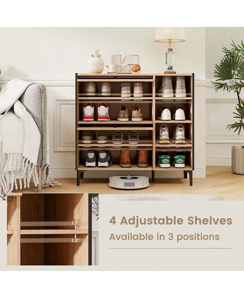 Costway Shoe Storage Cabinet with Flip Doors Adjustable and Removable Shelves for Entryway