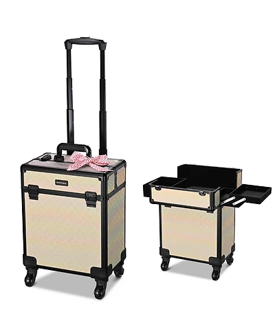Byootique Rolling Makeup Train Case Cosmetic Trolley Organizer Blush ForgetMeNot