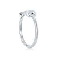 Simona Sterling Silver Heart & Cz Cross Ring