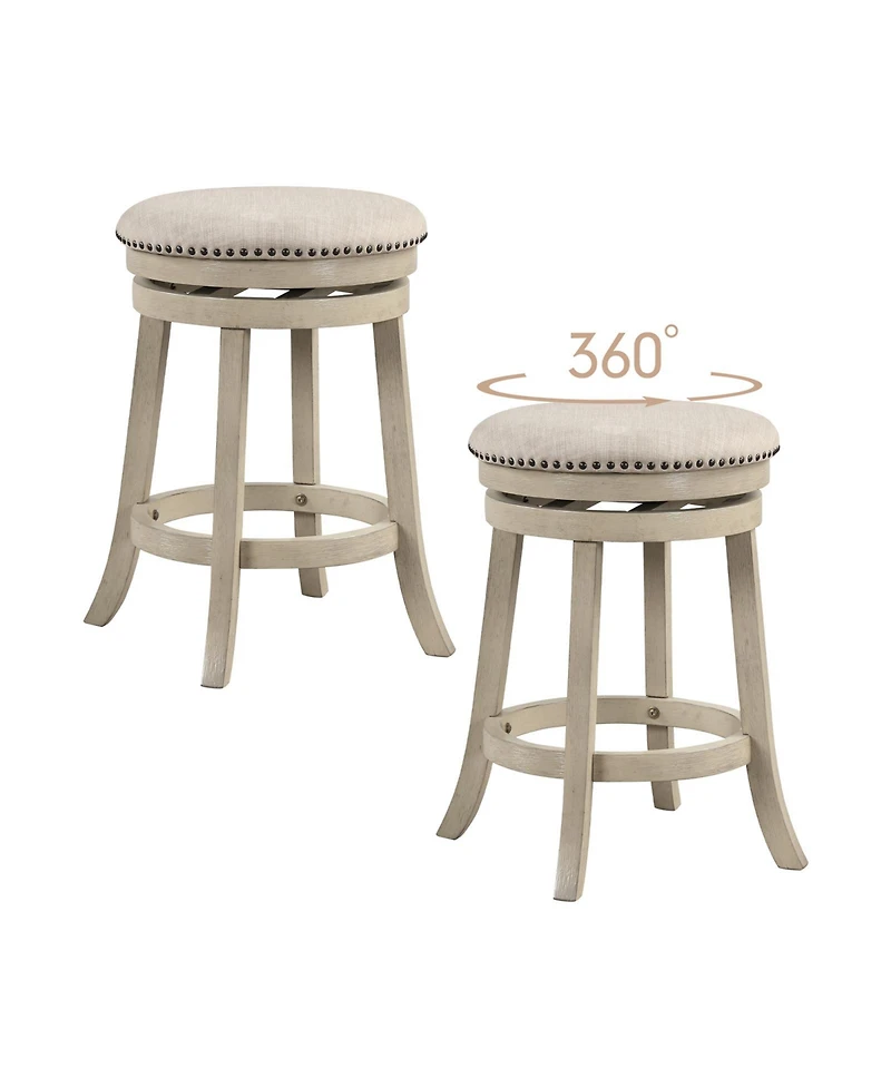 Gouun 26 Inches Swivel Bar Stools Set of 2 wth Wooden Frame-26.5 inches