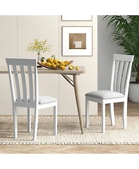 Gouun Dining Chair Set of 2 Upholstered Wooden Kitchen Chairs with Padded Seat and Rubber Wood Frame