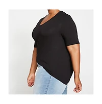 Universal Standard Plus Lily Liquid Jersey V-Neck Stovepipe Tee