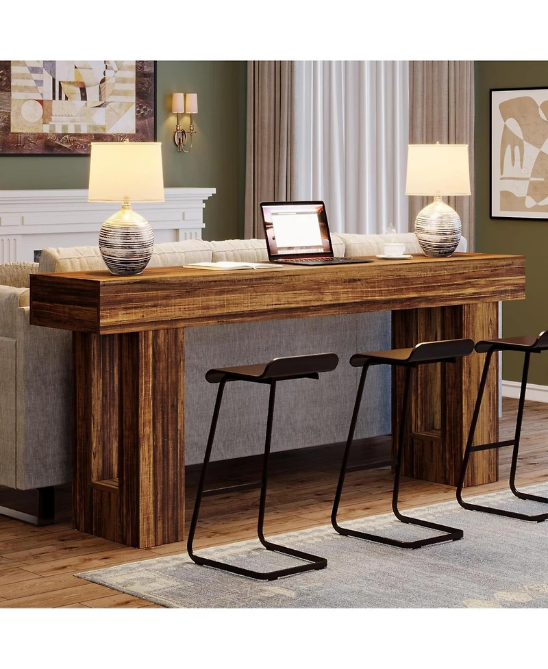 Tribesigns Long Console Table, 63 inches Wooden Rectangular Sofa Table for Behind the Couch, Farmhouse Entryway Table for Hallway, Living Room, and En