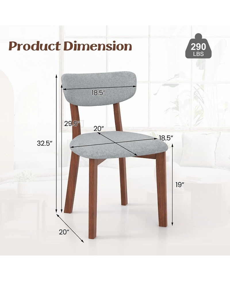 Gouun Dining Chairs Set of 2 Upholstered Mid-Back Chairs with Solid Rubber Wood Frame