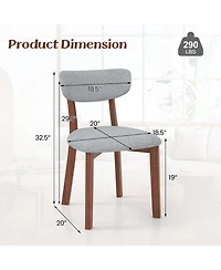 Gouun Dining Chairs Set of 2 Upholstered Mid-Back Chairs with Solid Rubber Wood Frame