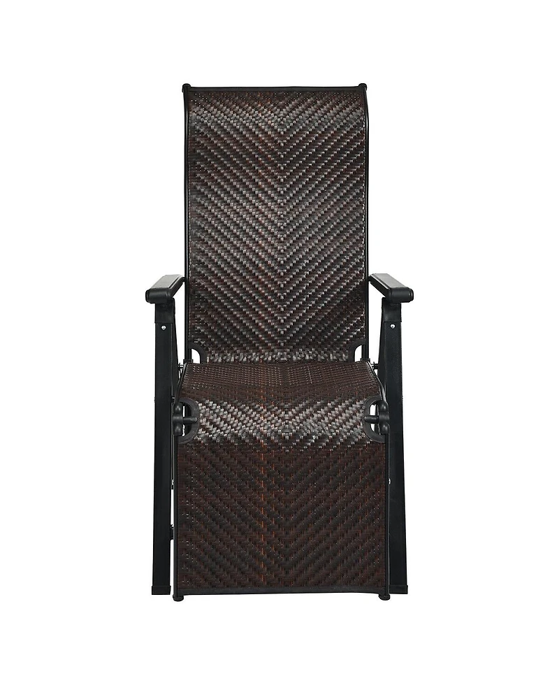 Gouun Patio Back Adjustable Rattan Folding Lounge Recliner