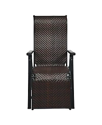 Gouun Patio Back Adjustable Rattan Folding Lounge Recliner