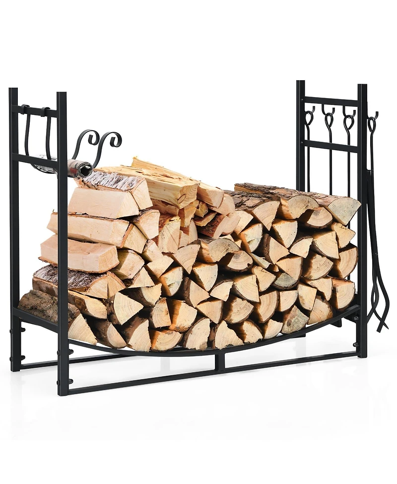 Gouun 36 Inch Fireplace Log Holder with Kindling Holders and Shovel