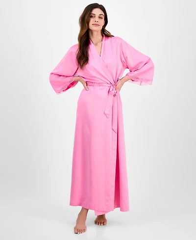 I.n.c. International Concepts Women's Lace-Trim Satin Robe, Exclusively at Macy's