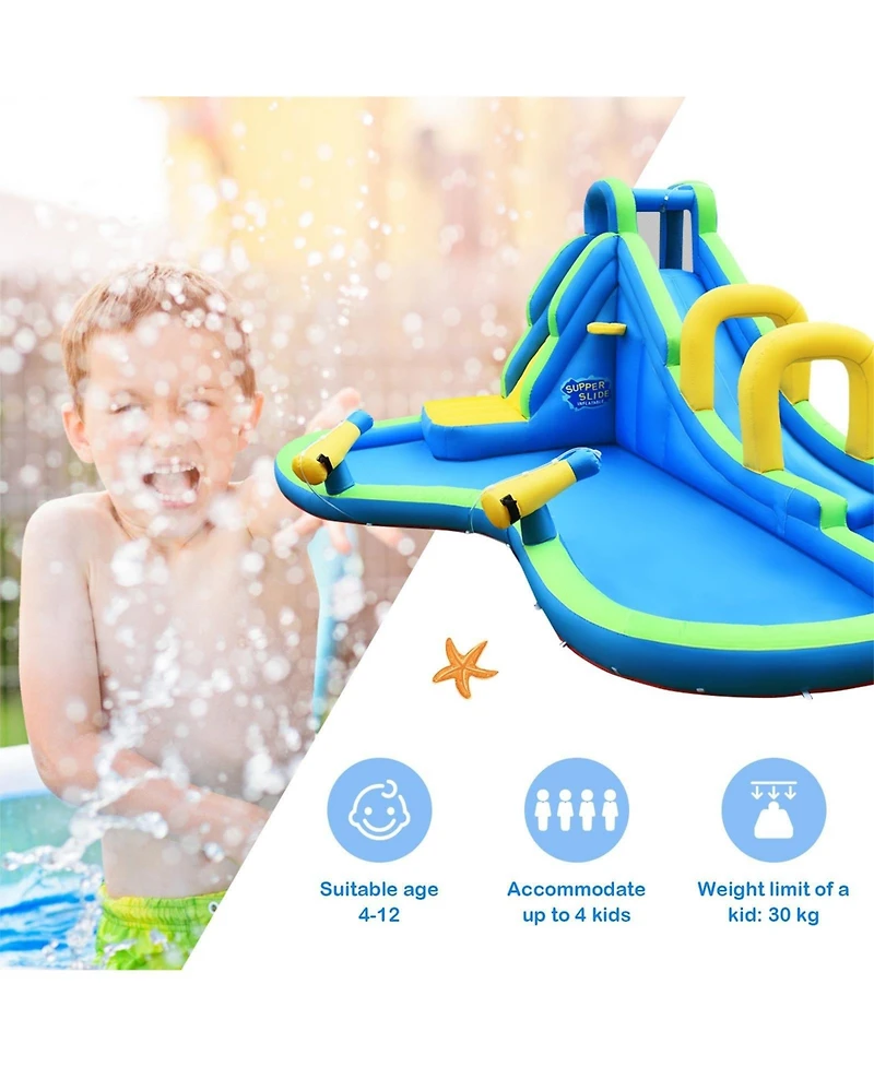 Gouun Inflatable Water Slide Kids Bounce House with Water Cannons and Hose Without Blower