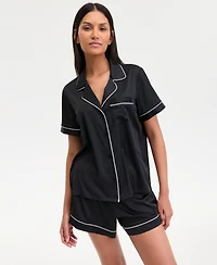 I.n.c International Concepts Women's Stretch Satin Short-Sleeve Pajama Set