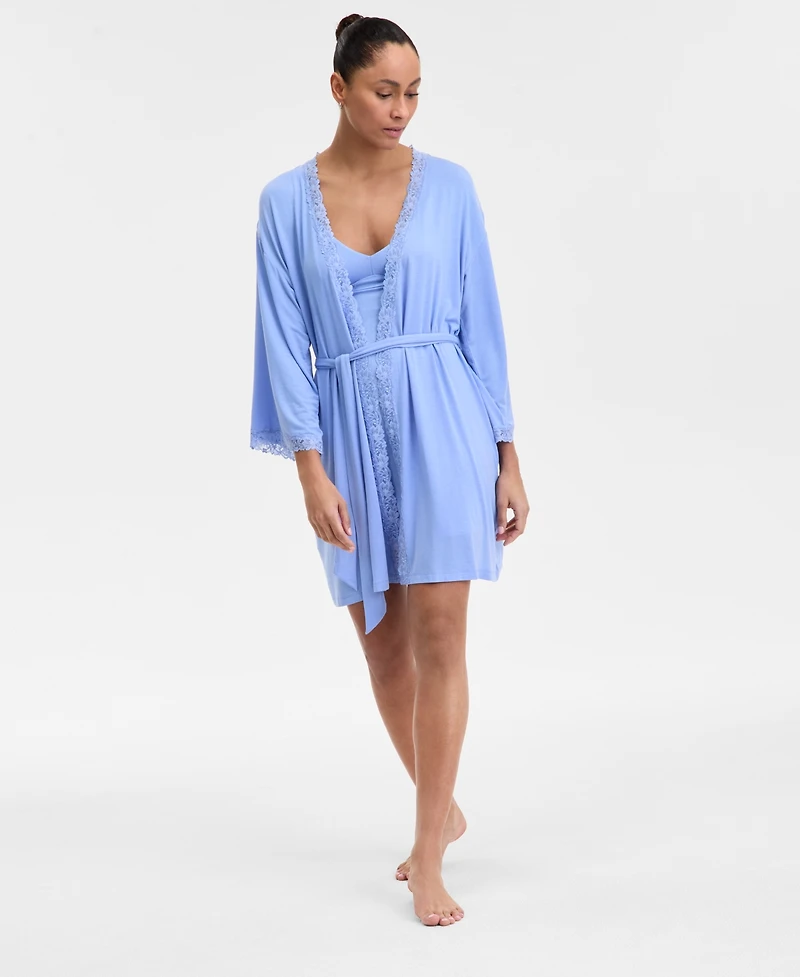 I.n.c. International Concepts Women's Lace-Trim Knit Wrap Robe