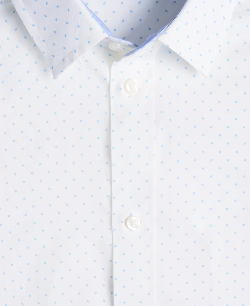 Tommy Hilfiger Big Boys Long-Sleeve Stretch Diamond Geo-Print Shirt