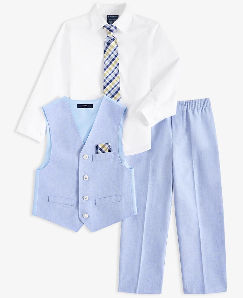 Nautica Toddler & Little Boys Vest, Plaid Tie, Shirt Pants, 4 Piece Set