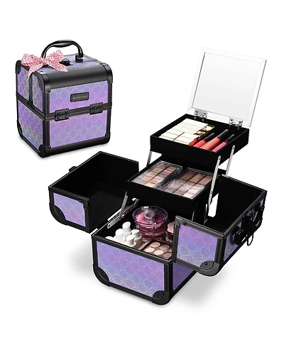 Byootique Makeup Train Case Cosmetic Organizer w/ Mirror Artist Grace ForgetMeNot