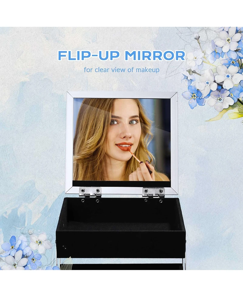 Byootique Makeup Train Case Cosmetic Organizer w/ Mirror Artist Grace ForgetMeNot