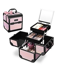 Byootique Makeup Train Case Cosmetic Organizer w/ Mirror Artist Grace ForgetMeNot