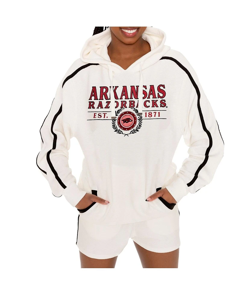 Gameday Couture Women's Cream Arkansas Razorbacks Down, Set, Go Pullover Hoodie and Shorts Set