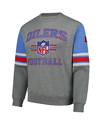 Mitchell & Ness Men's Heather Gray Houston Oilers All Over 4.0 Vintage Logo Pullover Sweatshirt