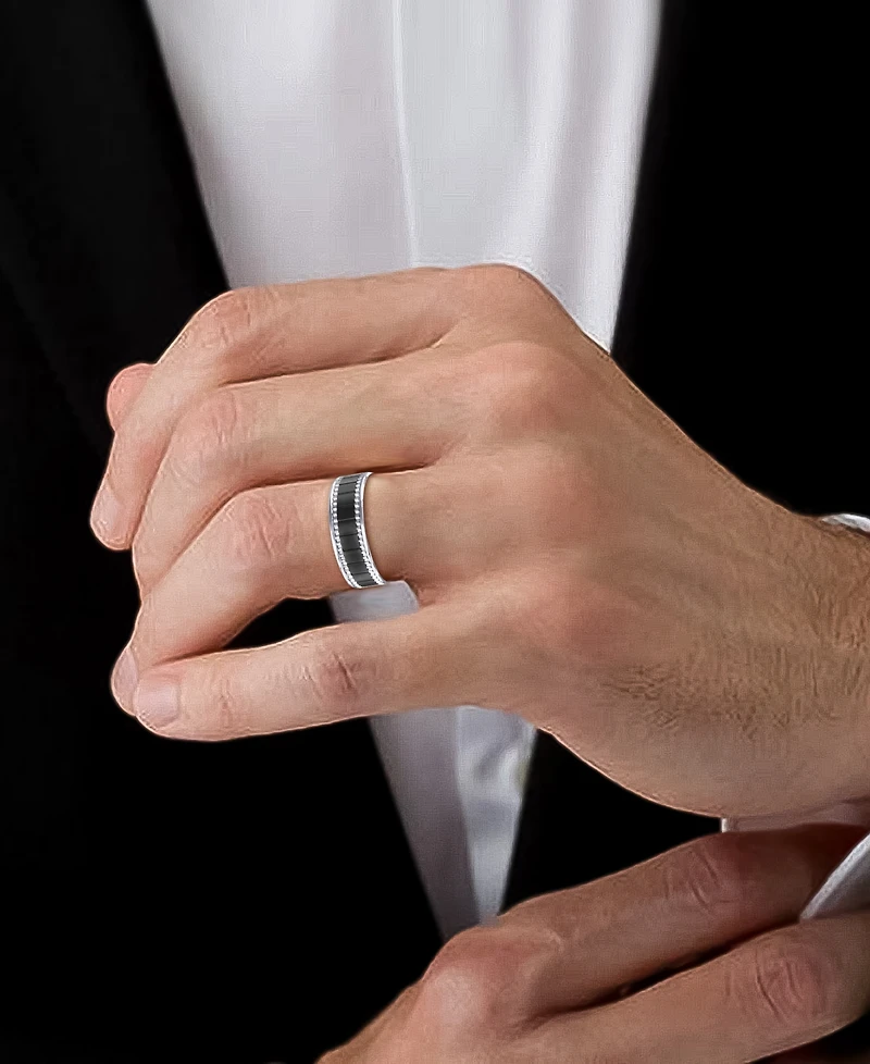 Men's Black Ceramic & Stainless Steel Band