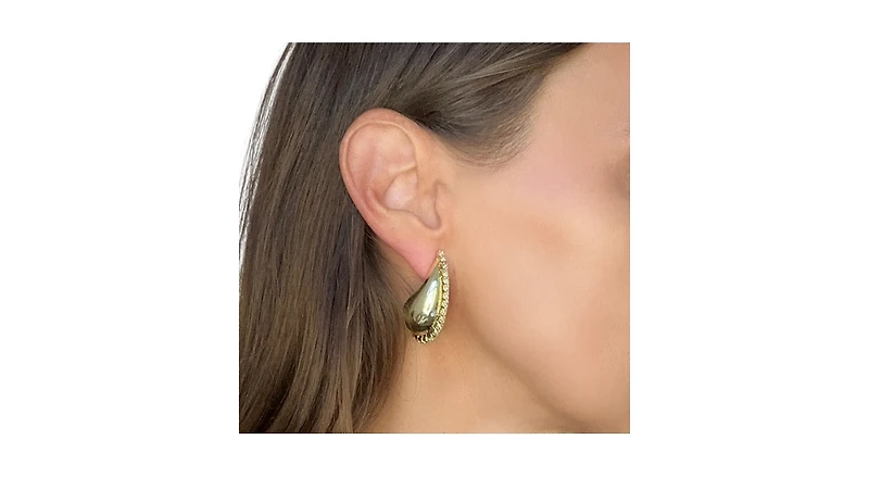 Rivka Friedman Polished Teardop Bubble Stud Earrings with Cz Accents