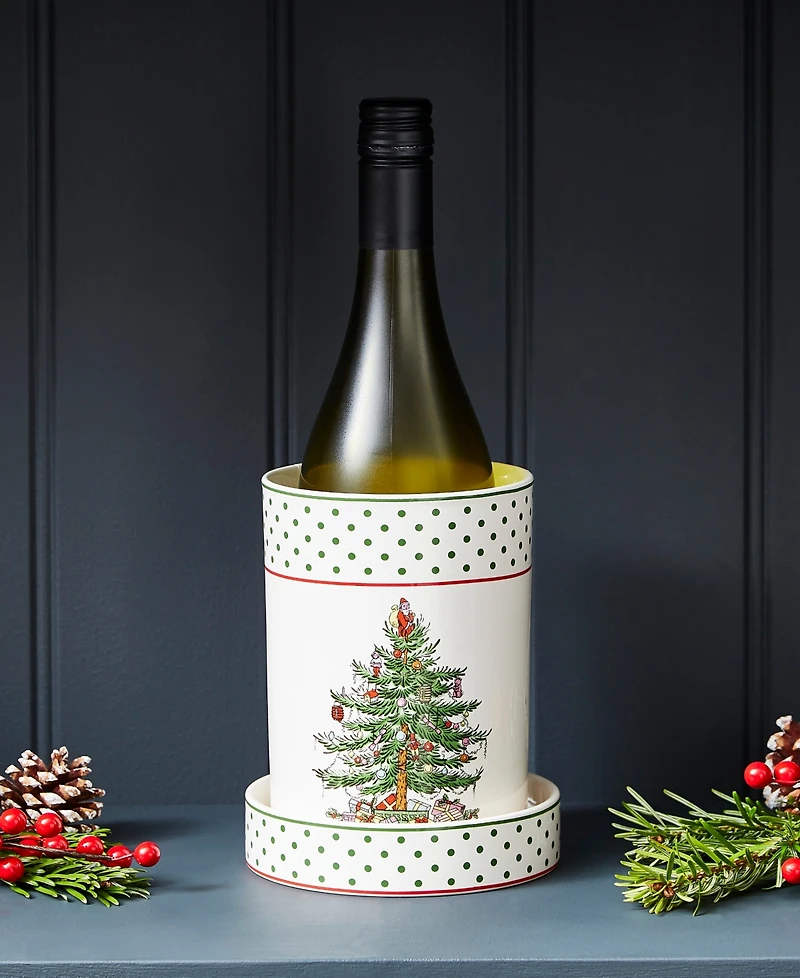 Spode Christmas Tree Polka Dot Wine Cooler & Coaster Set