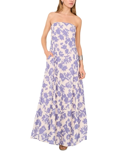 1.state Women's Floral-Print Strapless Maxi Dress