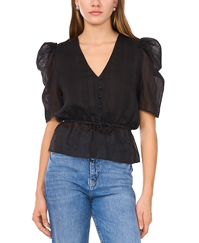 1.state Women's Puff-Sleeve Peplum Top