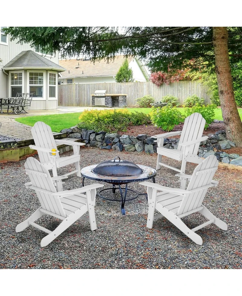 Vebreda Outdoor Adirondack Chair with Built-in Cup Holder for Backyard Porch