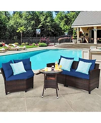 4 Pieces Outdoor Cushioned Rattan Furniture Set