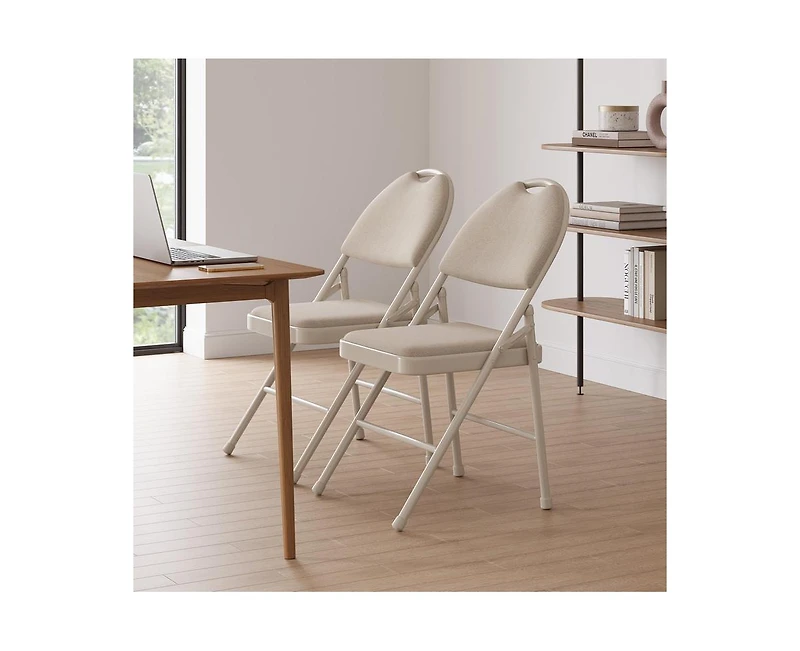 gaomon Folding Chairs 2 Pack, Portable Metal with Cushions and Non-Slip Feet Pads for Home Office, Indoor Outdoor Events