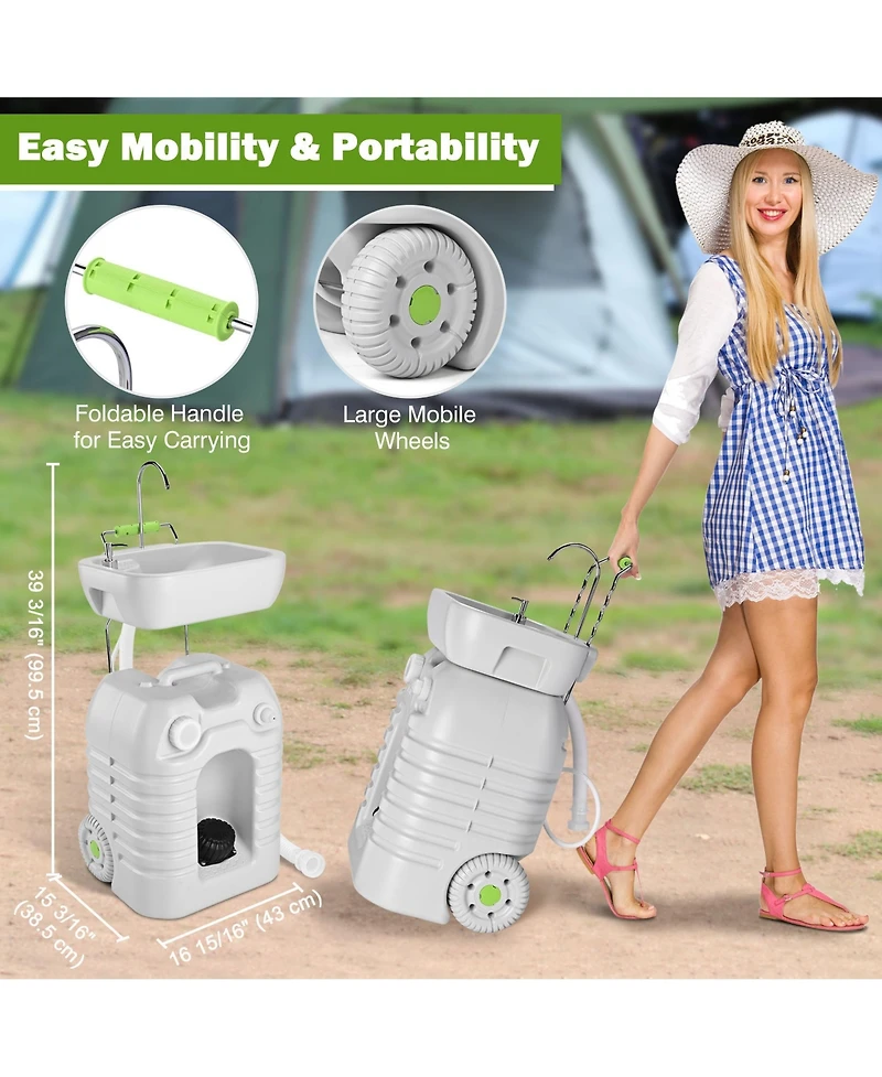 Yescom 45L Portable Camping Sink with Soap Dispenser & Towel Holder with Pump Safe Mobile Sink for Rv Travel Outdoor