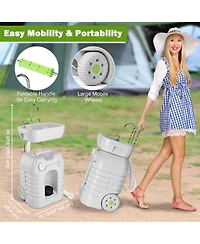Yescom 45L Portable Camping Sink with Soap Dispenser & Towel Holder with Pump Safe Mobile Sink for Rv Travel Outdoor