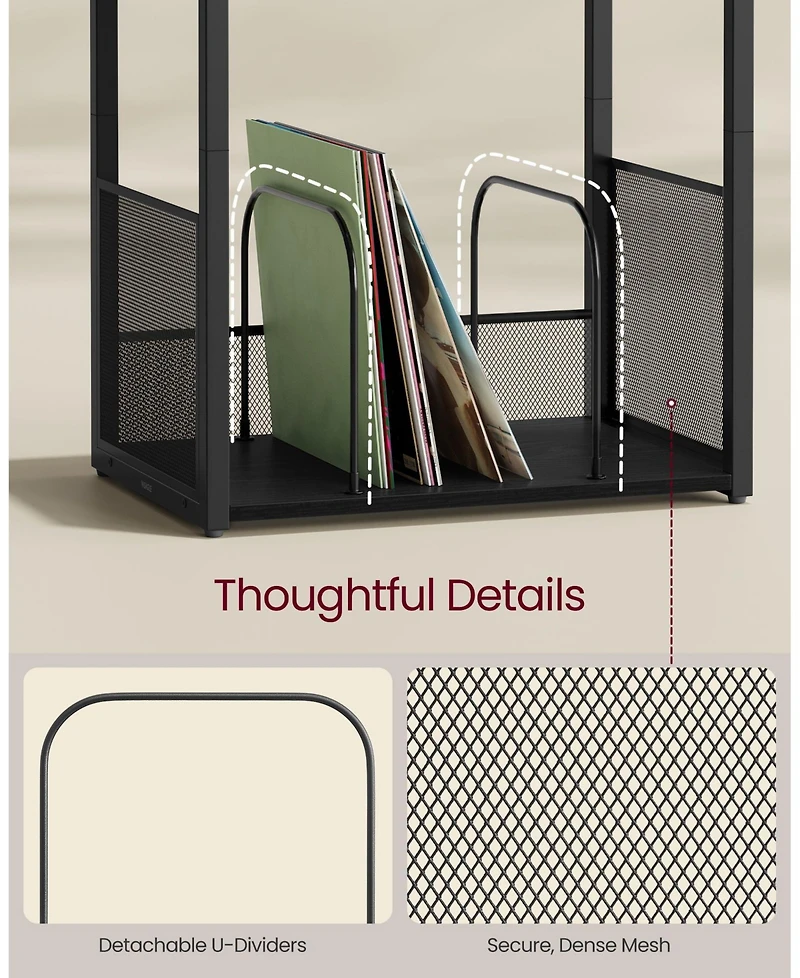 Record Player Stand – 3-Tier Side Table with Vinyl Storage for up to 100 Albums, End Living Room & Bedroom