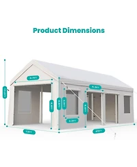 gaomon Carport Heavy Duty, 13x25ft Portable Carport with Reinforced Steel Poles, Upgraded Portable Garage with Doors & Window, Uv Resistant All-Season