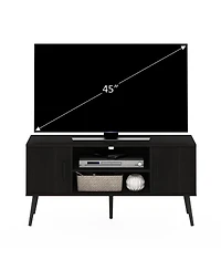 Furinno Mid-Century Tv Stand Entertainment Media Console w/2 Cabinets&Open Storage Shelves for TVs up to 50",Espresso