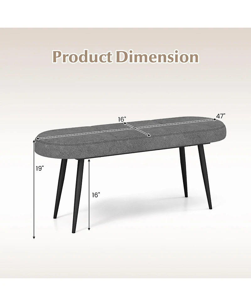 Gymax 47'' Upholstered Entryway Bench w/ Padded Seat & Heavy-duty Metal Frame
