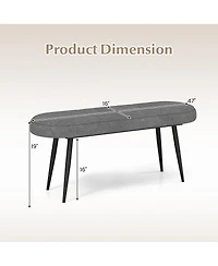 Gymax 47'' Upholstered Entryway Bench w/ Padded Seat & Heavy-duty Metal Frame