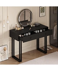 gaomon Vanity Desk with Mirror and Lights, 40” Makeup Vanity with 3 Color Lights and Adjustable Brightness