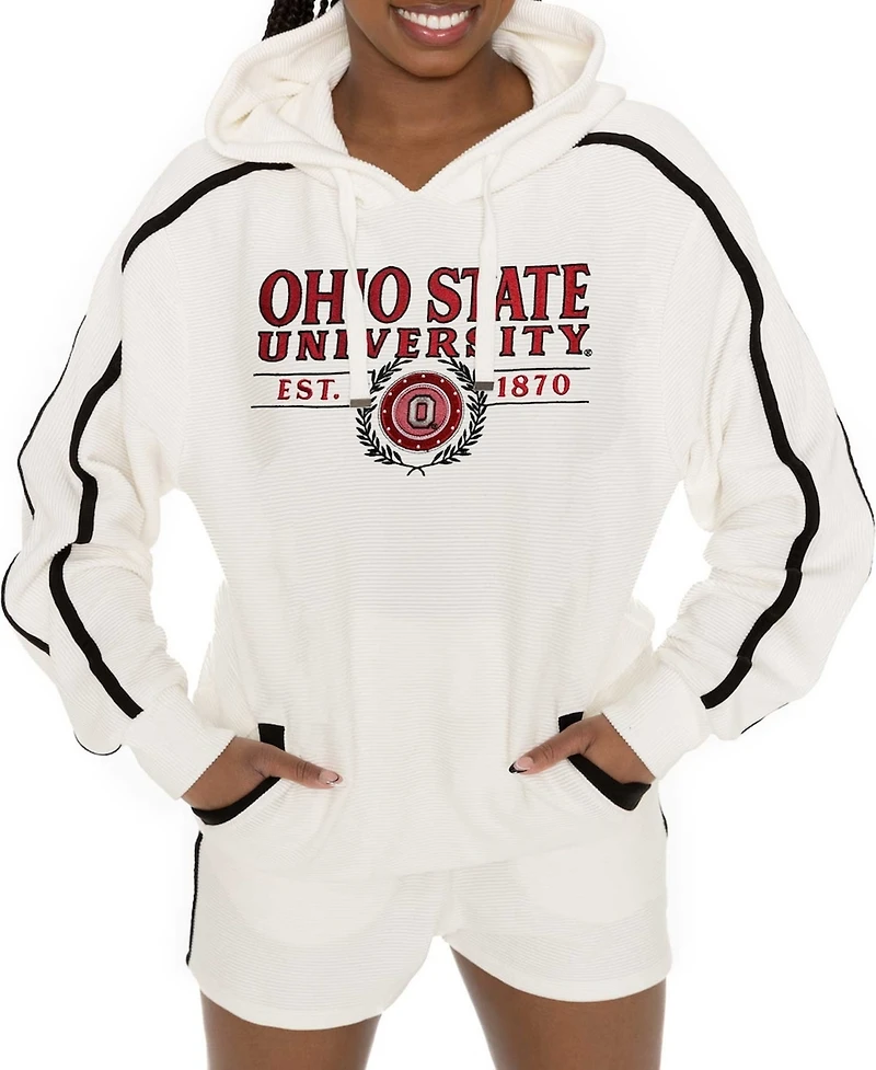 Gameday Couture Women's Cream Ohio State Buckeyes Down, Set, Go Pullover Hoodie and Shorts Set