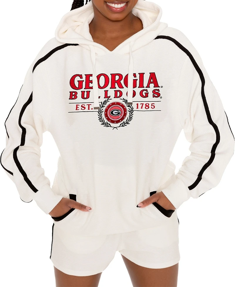 Gameday Couture Women's Cream Georgia Bulldogs Down, Set, Go Pullover Hoodie and Shorts Set