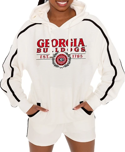 Gameday Couture Women's Cream Georgia Bulldogs Down, Set, Go Pullover Hoodie and Shorts Set
